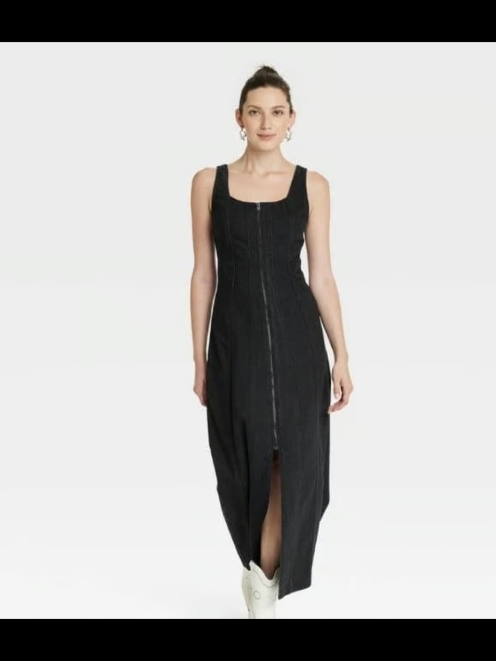 Universal Thread Black Zip-Front Midi Dress